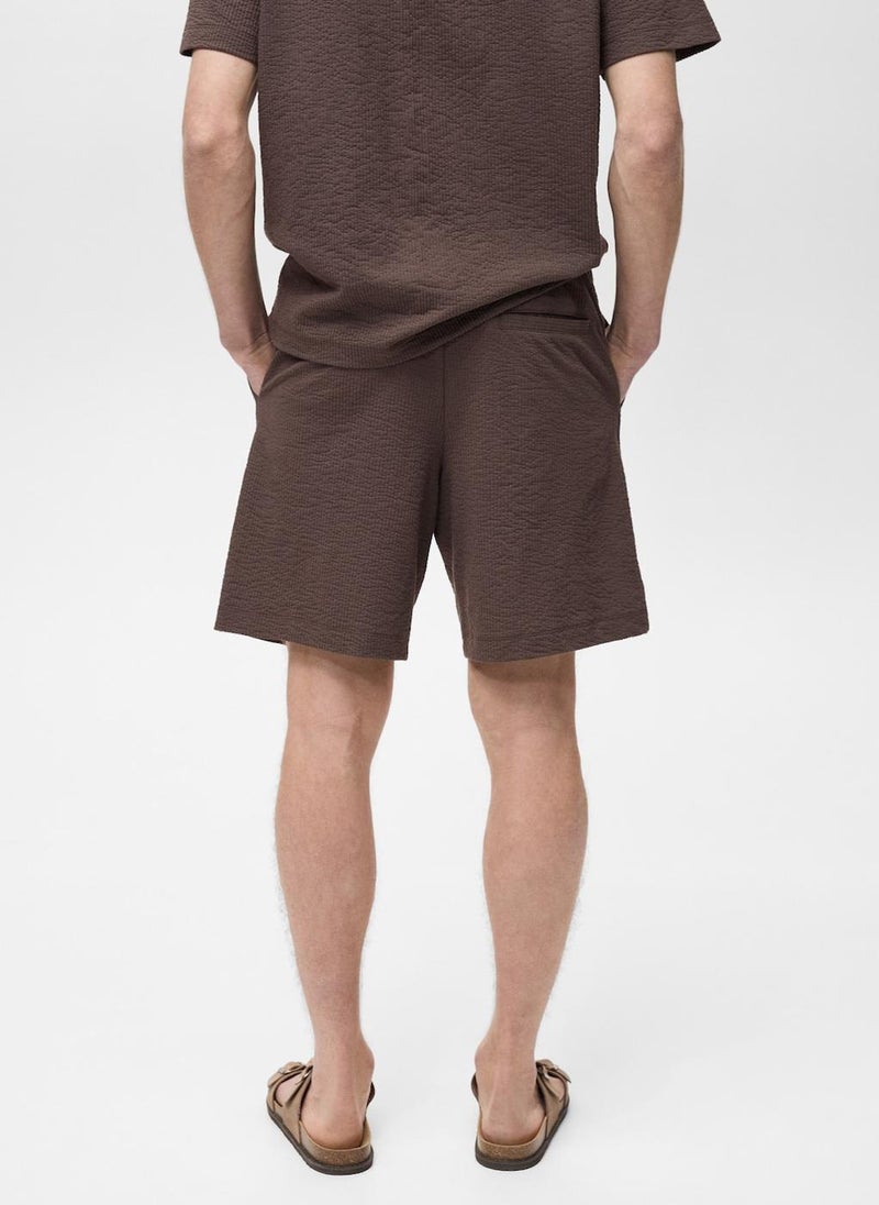 Mango Man Seersucker Shorts With Drawstring  - Image 2