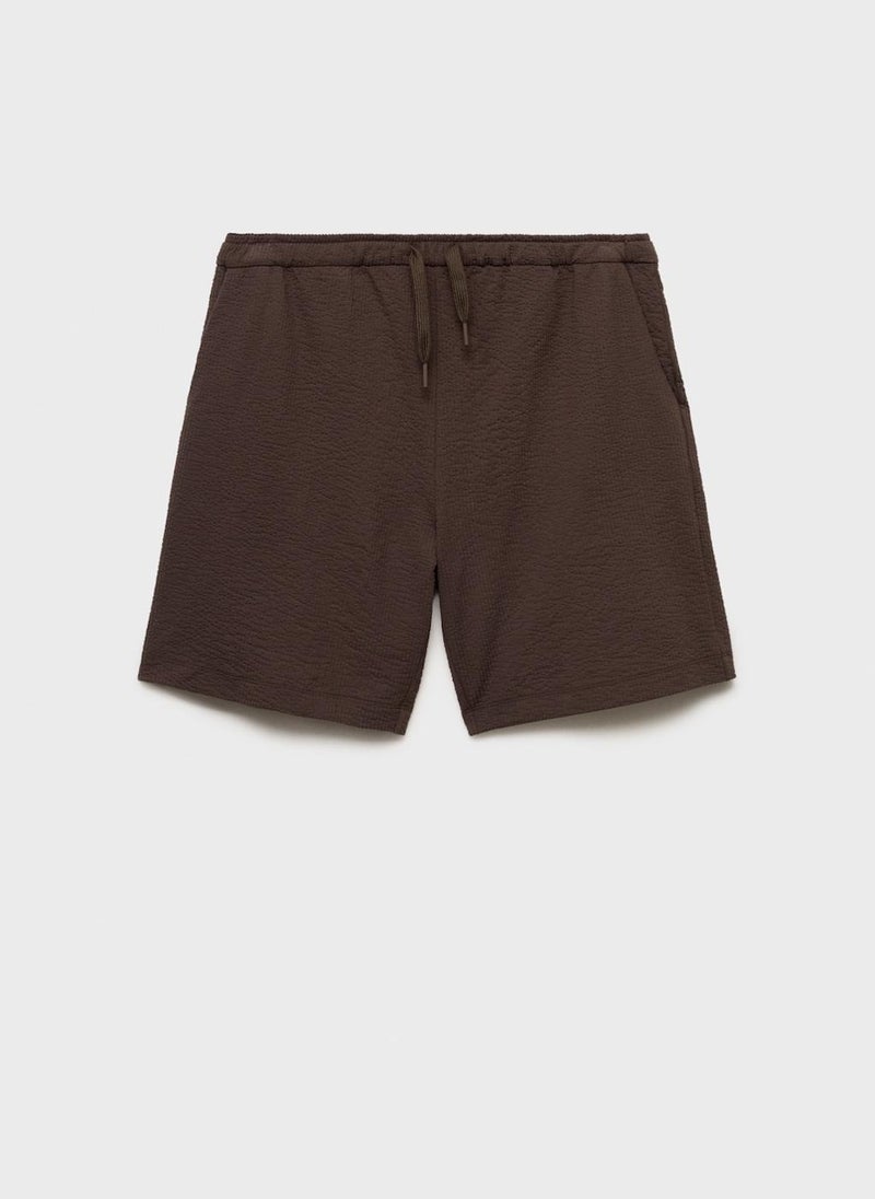 Mango Man Seersucker Shorts With Drawstring  - Image 5