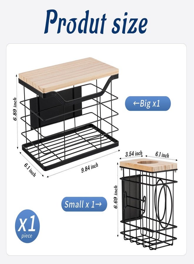 CINPIUK Magnetic Trash Bag Holder & Grocery Bag Dispenser, 2-in-1 Kitchen Laundry Organizers with Wooden Top, Space Saving Garbage Dispenser Roll Container for Fridge/Washer - Image 5