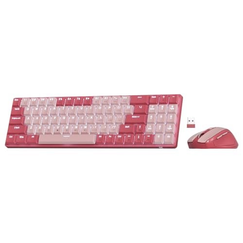 Redragon BS135 Wireless Keyboard and Mouse Combo 75 78 Keys 24Ghz Wireless LowProfile Mechanical Keyboard wRechargeable Battery Single Blue Blacklight 2400 DPI Ergonomic Mouse - Image 1