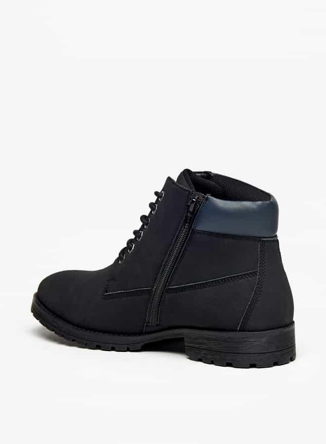 LBL by Shoexpress Men Solid Chukka Boots with Zip Closure - Image 2
