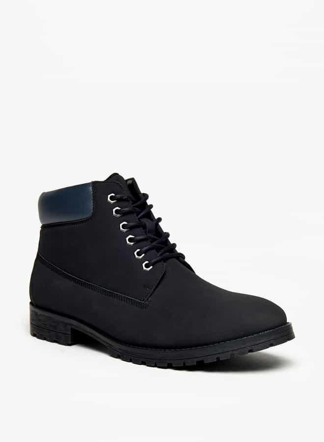 LBL by Shoexpress Men Solid Chukka Boots with Zip Closure - Image 1