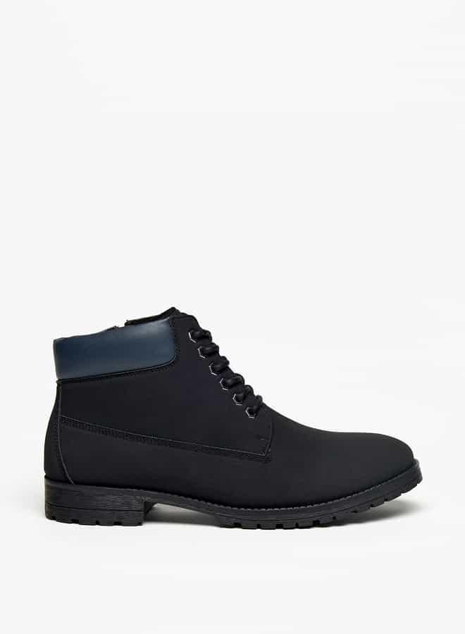 LBL by Shoexpress Men Solid Chukka Boots with Zip Closure - Image 3