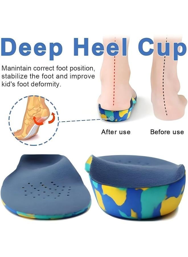 نعل داخلي من إسفنج الذاكرة للأطفال، نعل داخلي تقويمي لتخفيف آلام التهاب اللفافة الأخمصية، نعل داخلي مريح قابل للتهوية وممتص للصدمات ومدعم لقوس القدم (أزرق) - Image 3