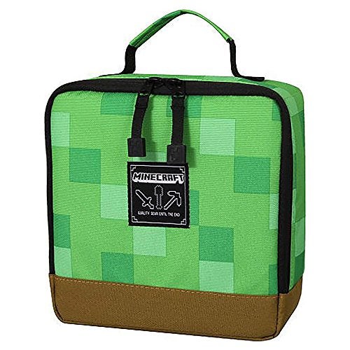 JINX Minecraft Creeper Block Insulated Kids School Lunch Box Green 85 x 85 x 4 - Image 1