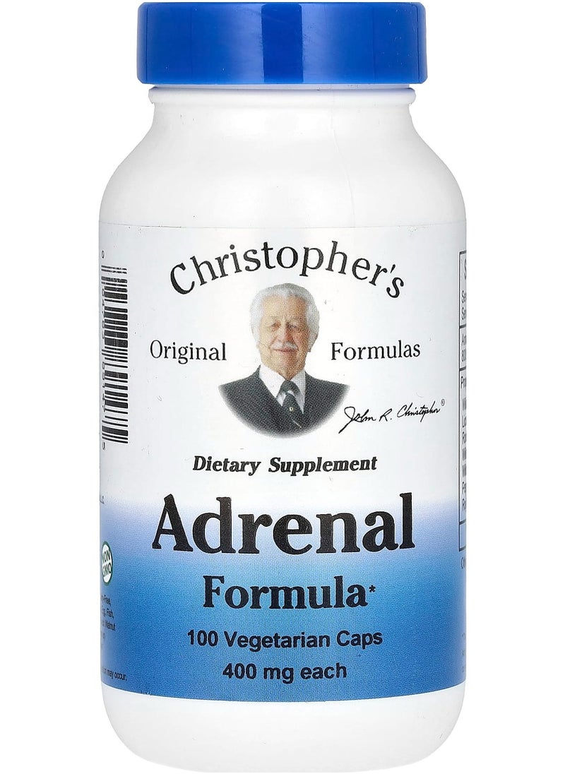 Christopher's Original Formulas Adrenal Formula, 800 mg, 100 Vegetarian Caps (400 mg per Capsule) 