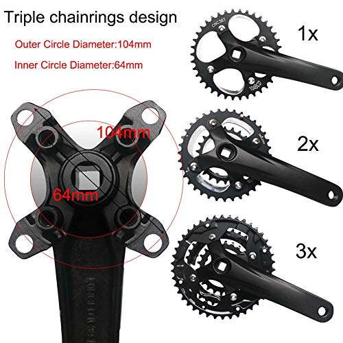 GANOPPER 38T Mountain Bike Crank Set Single Speed Crankset 104BCD 170mm 38 Tooth Narrow Wide Chainring MTB Crank Arm - Image 4