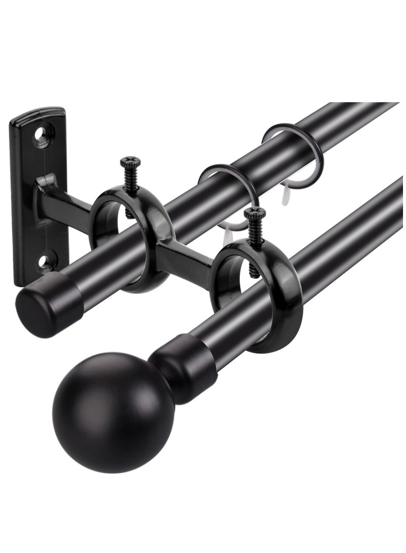 Bracket for Curtain Pole 2pcs Double Curtain RodHolder Wall Mount Heavy Duty Adjustable 28mm Curtain Rod Bracket for Window Bedroom Home Black - Image 5