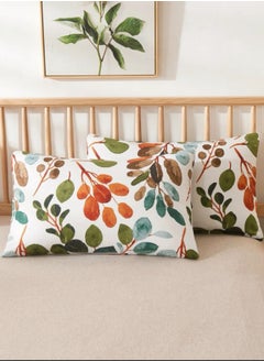 LUNA Home King Size Bedding Set Without Filler,Green Color Leaves Design  - Image 2