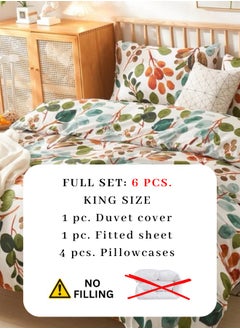 LUNA Home King Size Bedding Set Without Filler,Green Color Leaves Design  - Image 3