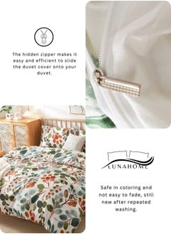 LUNA Home King Size Bedding Set Without Filler,Green Color Leaves Design  - Image 4