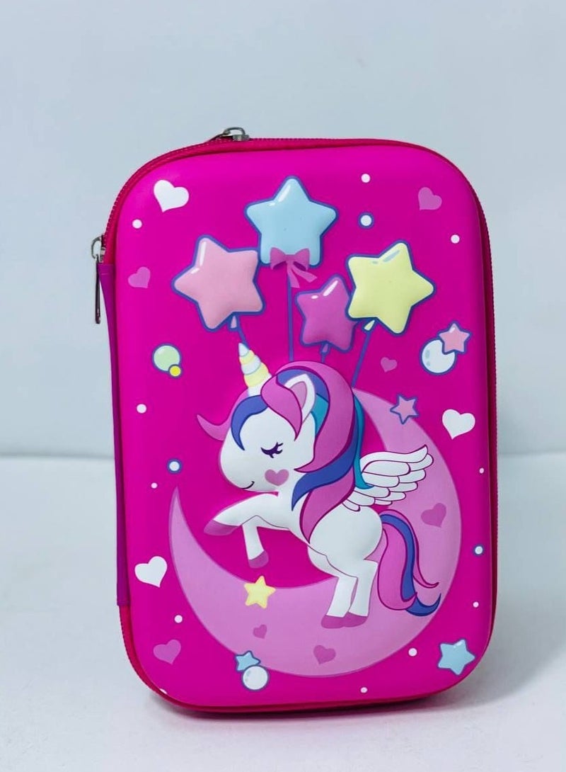 Pencil case with a raised face, leather material, silicone face, 2 zippers in different colors - Image 1