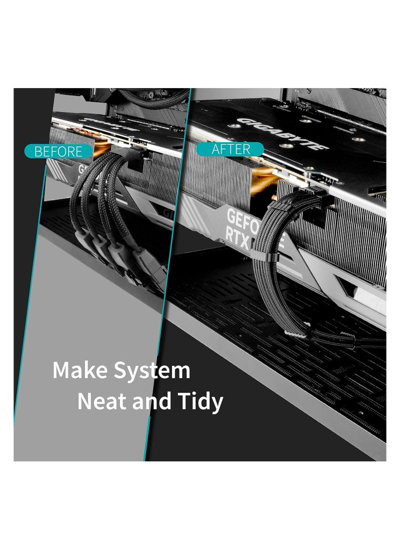 Generic GPU Power Sleeved Cable Extension, 16pin(12+4) 12VHPWR PCIe 5.0 Connector Male to 3X PCIE 8 PIN for RTX4070ti 4080 3090Ti, with Pre-installed Cable Combs  - Image 2