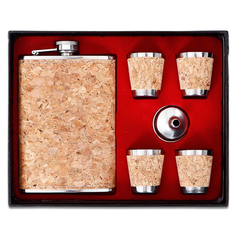 Jonquin Stainless Steel Hip Flask with Funnel & 4 Shot Glass for Men & Women, 9 oz (266 ml) Wine Whiskey Vodka Alcohol Drinks Pocket Bottle Beverage Holder (AR3025) - Image 1