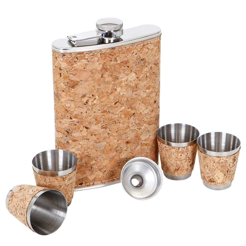 Jonquin Stainless Steel Hip Flask with Funnel & 4 Shot Glass for Men & Women, 9 oz (266 ml) Wine Whiskey Vodka Alcohol Drinks Pocket Bottle Beverage Holder (AR3025) - Image 2