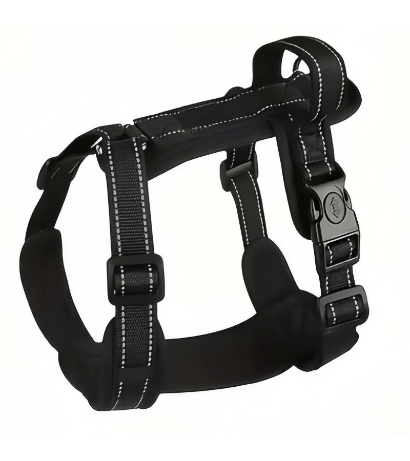 H Shaped Reflective Dog Harness For Large Dogs Adjustable No Pull Design With Padded Vest Secure Double Lock Buckle For Night Walks And Daily Use Black Size XL - Image 4