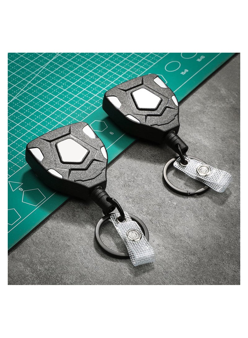 Generic Durable Retractable Keychain with Belt Clip, 2 Pack ID Badge Reel, 31.5” Steel Cord and Key Ring, Lightweight ABS Mountaineering Buckle  - Image 4
