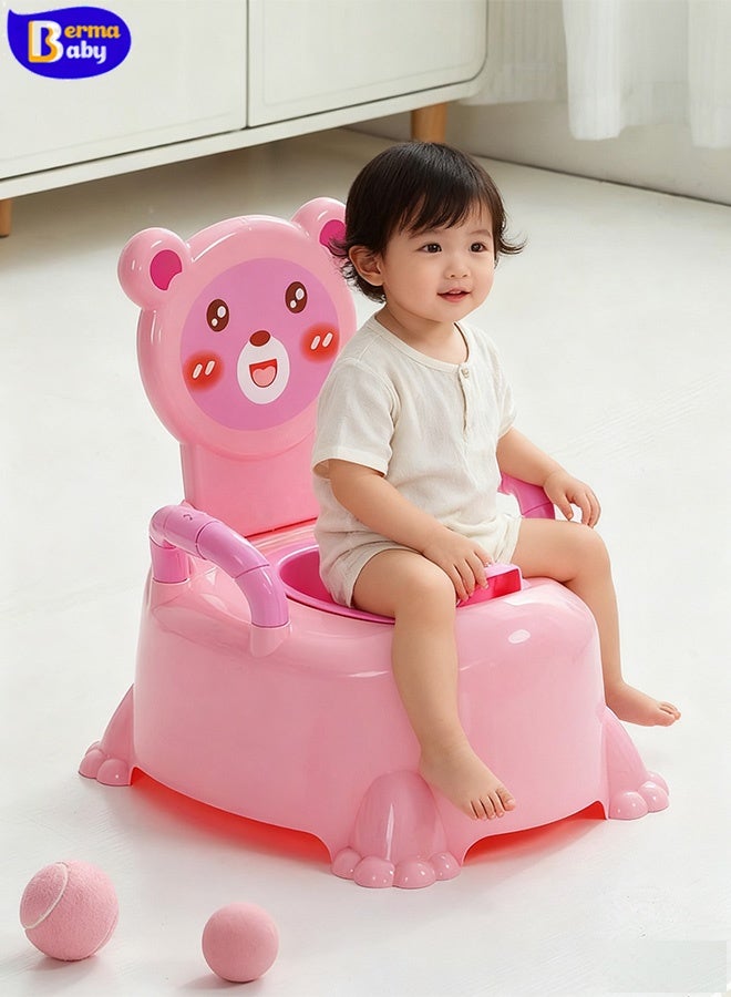 Berma Baby مقعد تدريب على استخدام المرحاض للأطفال الصغار والأطفال الصغار، مقعد مرحاض للأطفال مع مقبض ومسند للظهر، مقعد تدريب على استخدام المرحاض غير قابل للانزلاق، مناسب للرجال والنساء، اثنان في واحد، مقاوم للرذاذ وغير قابل للانزلاق. - Image 1