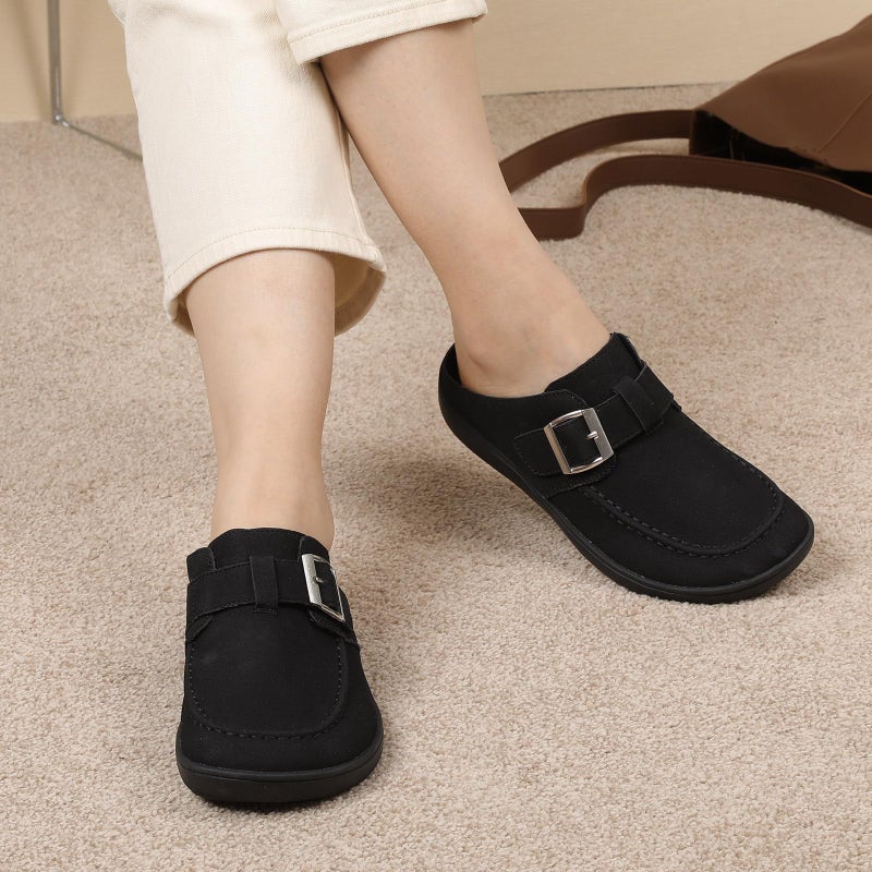 JOINFREE Womens Wide Clogs Adjustable Diabetic Mules Slip on Clog Slippers for Swollen Edema Feet Wide Width Mules Potato Shoes Black Size 9 - Image 2