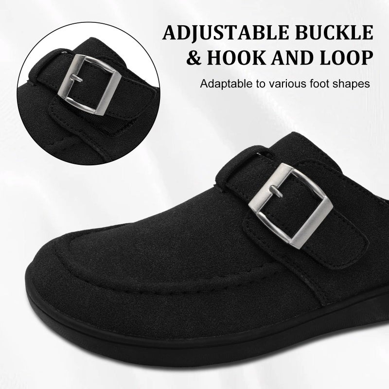 JOINFREE Womens Wide Clogs Adjustable Diabetic Mules Slip on Clog Slippers for Swollen Edema Feet Wide Width Mules Potato Shoes Black Size 9 - Image 4