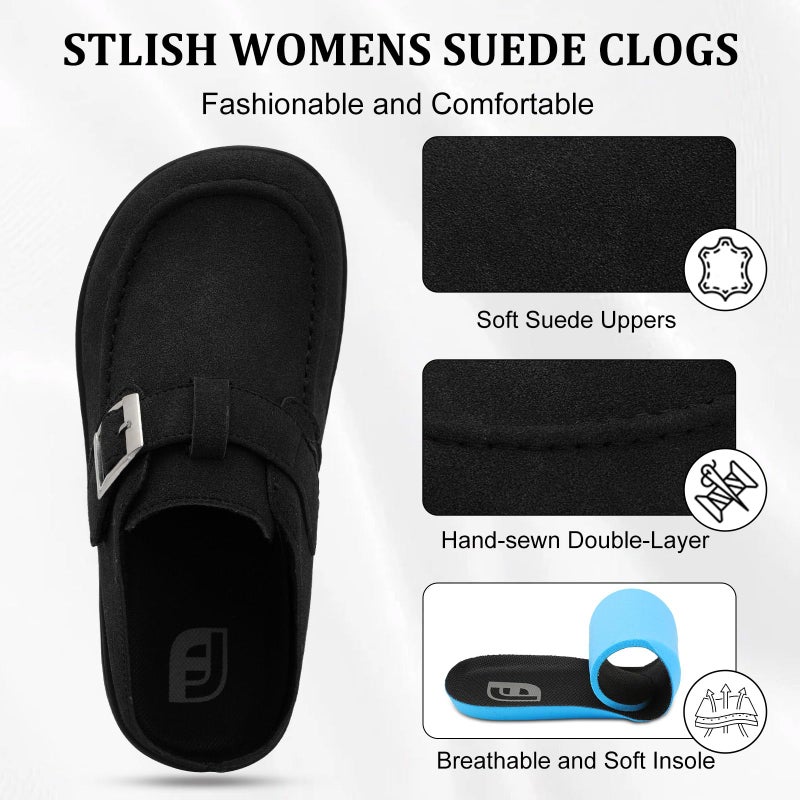 JOINFREE Womens Wide Clogs Adjustable Diabetic Mules Slip on Clog Slippers for Swollen Edema Feet Wide Width Mules Potato Shoes Black Size 9 - Image 5