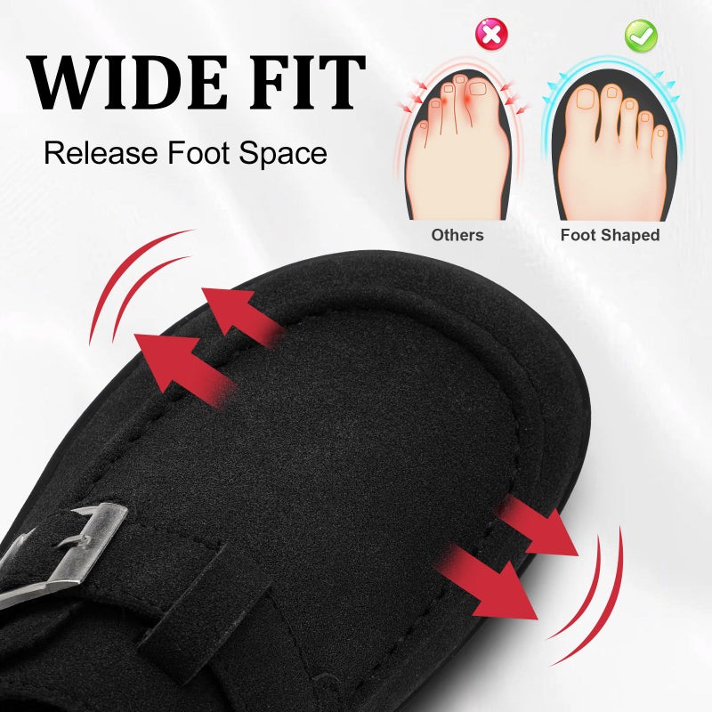 JOINFREE Womens Wide Clogs Adjustable Diabetic Mules Slip on Clog Slippers for Swollen Edema Feet Wide Width Mules Potato Shoes Black Size 9 - Image 3