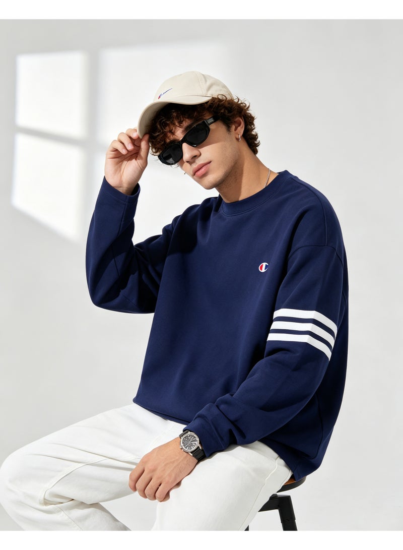 Champion Men's & Women's Casual Long Sleeve Crew Neck Sweatshirt, Loose Fit Daily Wear Top Navy Blue - Image 1