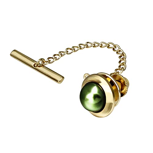 AMITER Round Gold Tie Tacks for Men Wedding Business Accessories - Faceted Pearl in Rich - Image 1