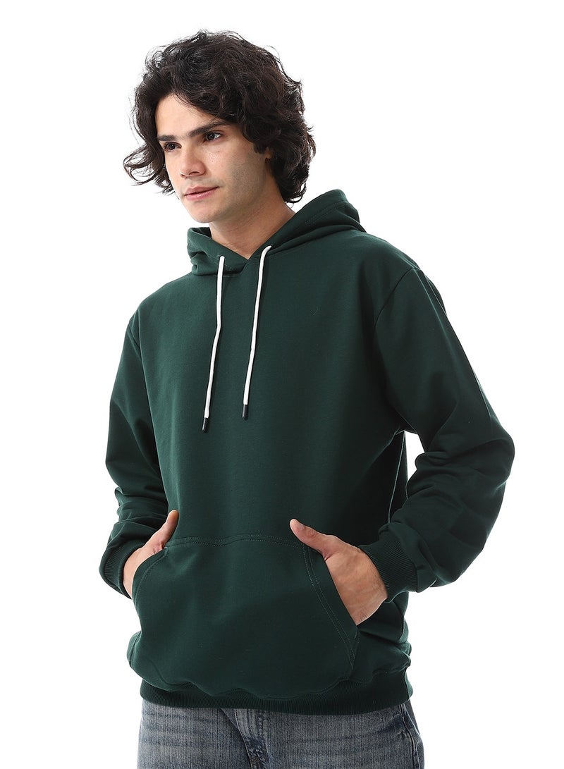 Andora Dark Green Long Sleeves Fleeced Hoodie_Dark Green  - Image 2
