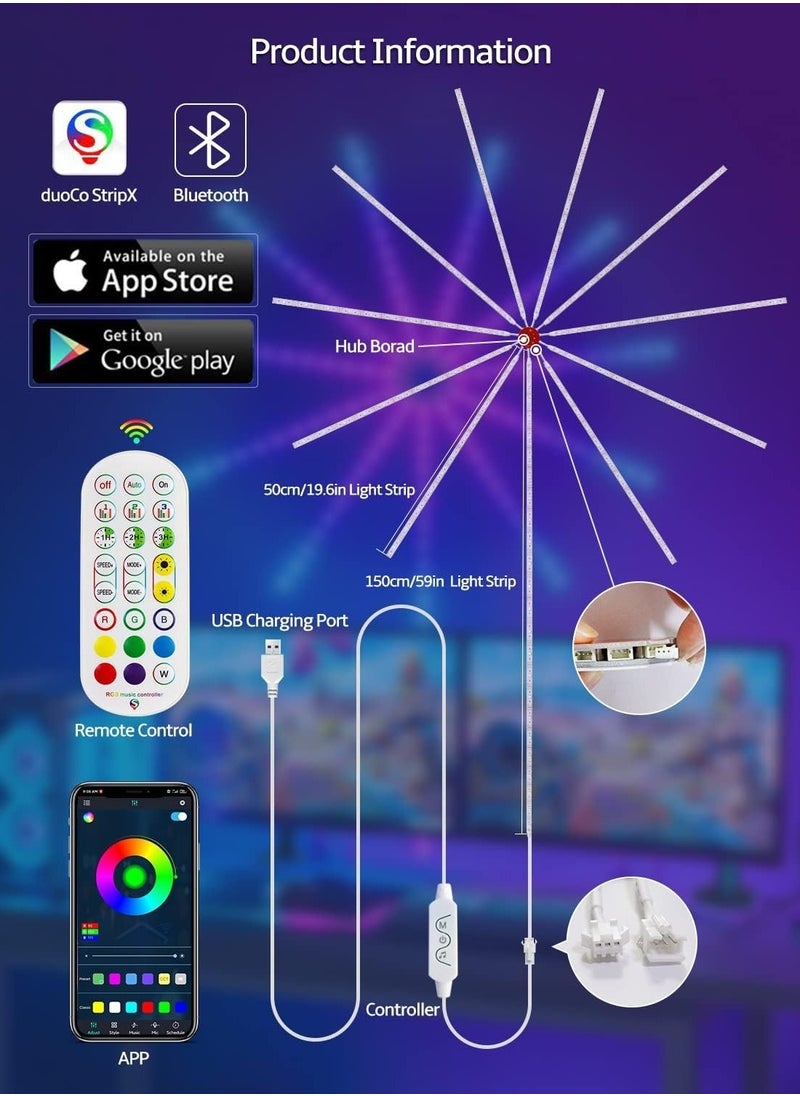Generic - Smart Firework Led Lights USB Powered Room Decor, Color Changing Fireworks Led Lights for Bedroom with Launch Burst Effect, RGB Led Strip Lights - Image 1