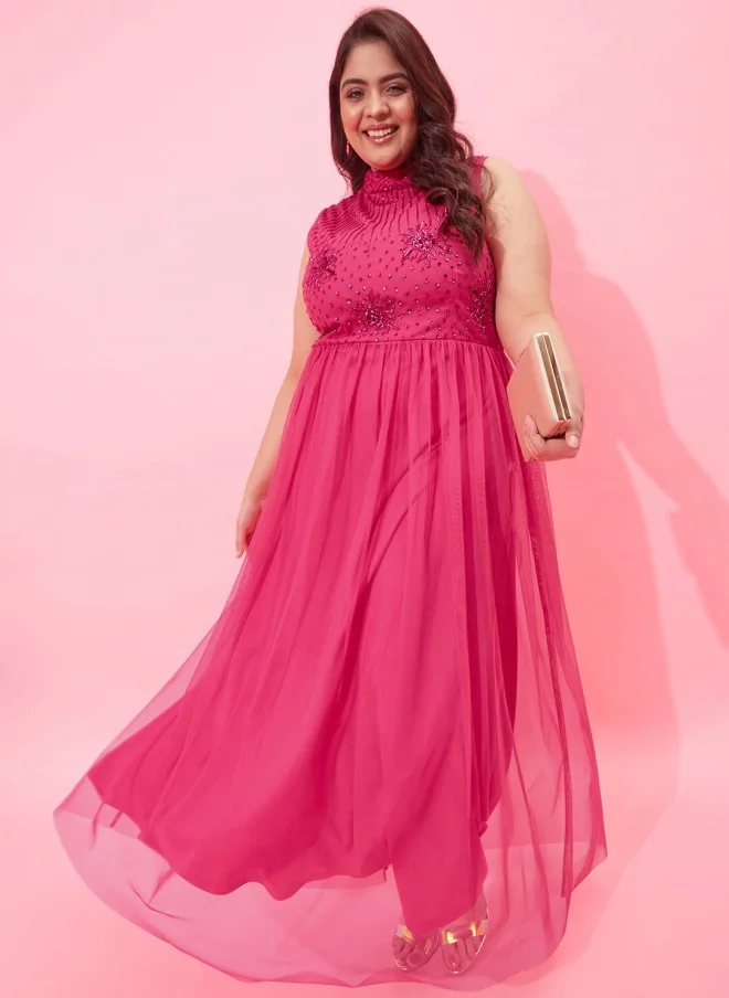 CURVY STREET Fuchsia Maxi Dress for Women