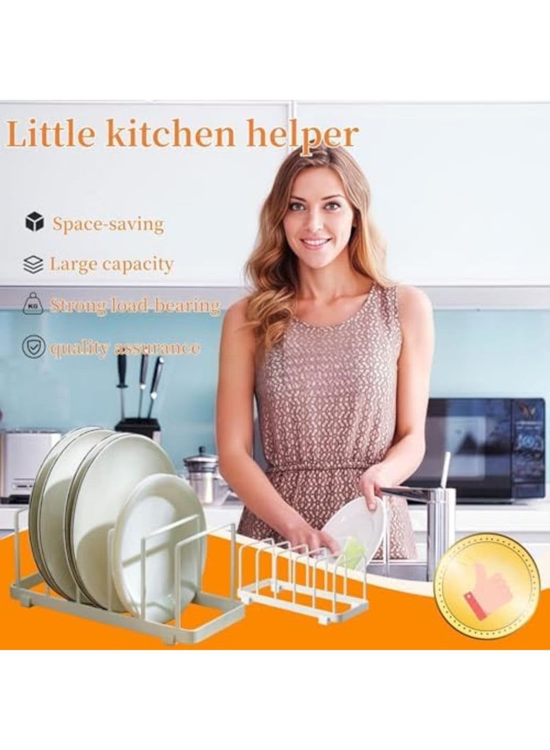 SYOSI Cutting Board Organizer & Dish Rack - Adjustable Pot Lid Holder for Bakeware, Plates, Pans & Kitchen Utensils | Space-Saving Storage for Cabinet, Countertop or Sink (White) - Image 5