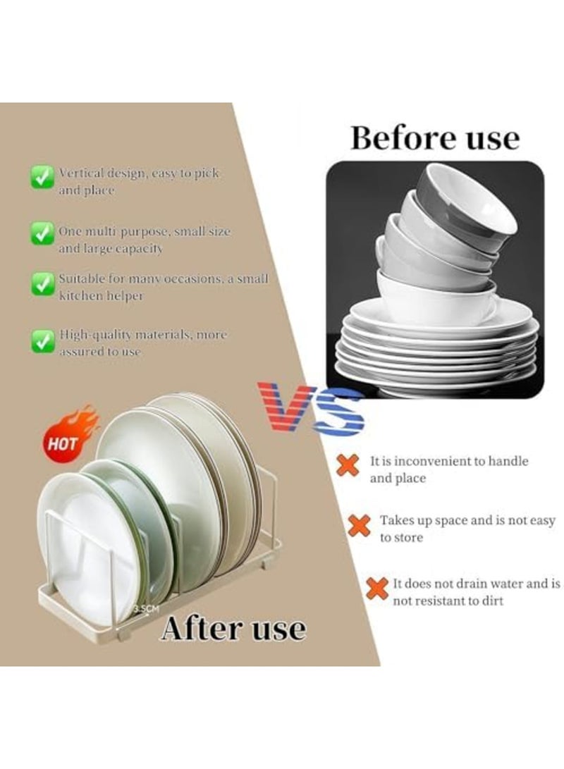 SYOSI Cutting Board Organizer & Dish Rack - Adjustable Pot Lid Holder for Bakeware, Plates, Pans & Kitchen Utensils | Space-Saving Storage for Cabinet, Countertop or Sink (White) - Image 2