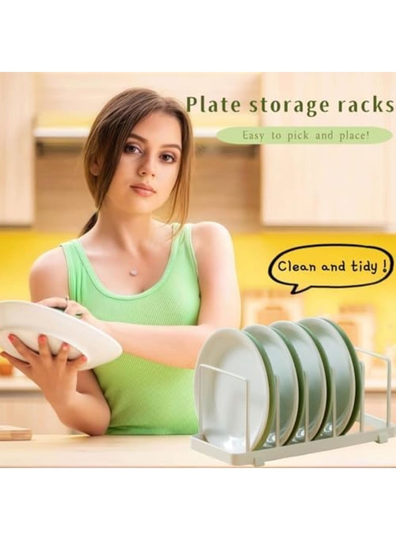 SYOSI Cutting Board Organizer & Dish Rack - Adjustable Pot Lid Holder for Bakeware, Plates, Pans & Kitchen Utensils | Space-Saving Storage for Cabinet, Countertop or Sink (White) - Image 4