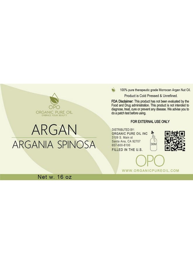 OPO - Moroccan Argan Oil 100% Pure Unrefined Extra Virgin Cold Pressed Non Gmo Bulk 32 Oz 1 Quart Carrier Oil For Hair Skin Face Body Nails Locs Lashes Facial Hair Beard & More Hydrating Argon - Image 1