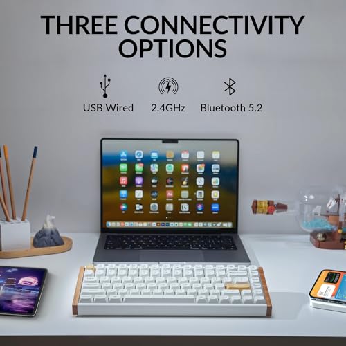 Keychron K2 HE Rapid Trigger Wireless Custom Mechanical Keyboard with Hall Effect Gateron Double-Rail Magnetic Switch, 2.4 GHz QMK Bluetooth 5.2 RGB Compatible with Mac Windows Linux (Aluminum + Wood) - Image 2