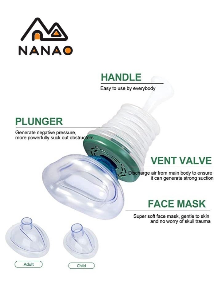 NANAO - Emergency Choking Rescue Kit: Portable First Aid Suction Device,Choking Rescue Device, Rescue Kit for Children & Adults,young & Pediatric Masks with instruction paper Included(GREEN) - Image 1