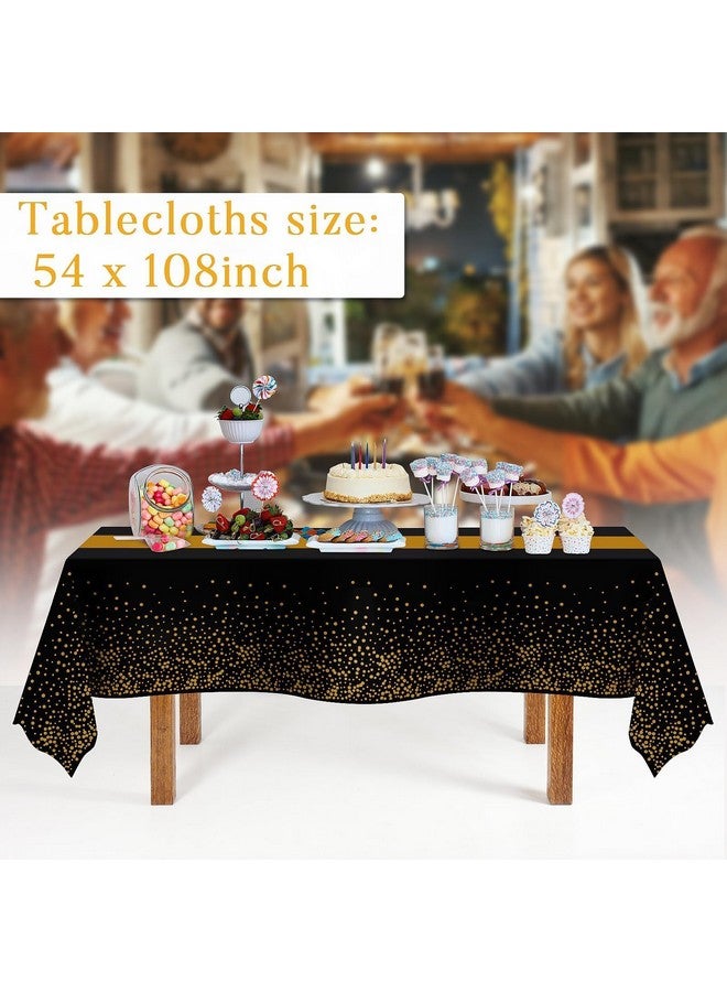 Childom 3 Pack Graduation Tablecloth,Graduation Party Decorations 2025, Black and Gold Tablecloths for Rectangle Tables, 54"x108" Disposable Plastic Table Cloth for Congrats Grad Party Birthday Wedding Decors - Image 1