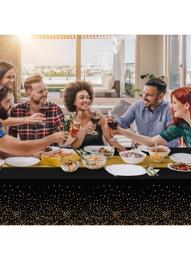 Childom 3 Pack Graduation Tablecloth,Graduation Party Decorations 2025, Black and Gold Tablecloths for Rectangle Tables, 54"x108" Disposable Plastic Table Cloth for Congrats Grad Party Birthday Wedding Decors - Image 4
