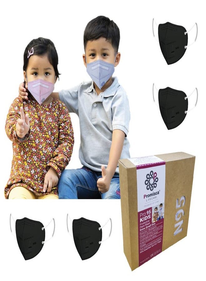 قناع وجه بروميسكا للأطفال N95 بمقاس صغير جدًا وصغير (صغير جدًا (من 4 إلى 7 سنوات)، أسود)