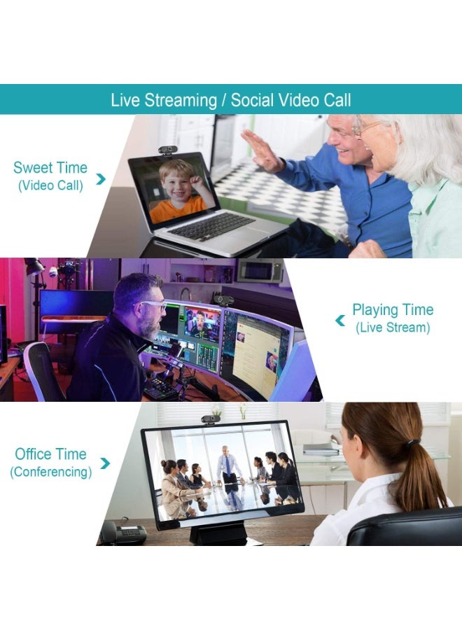 كاميرا ويب Q5 مع ميكروفون، كاميرا ويب عالية الدقة 1080P للبث المباشر على الكمبيوتر - Image 3