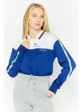 LACOSTE Women Colorblock Long Sleeve Bodysuit, Blue  - Image 1