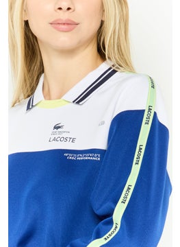 LACOSTE Women Colorblock Long Sleeve Bodysuit, Blue  - Image 4