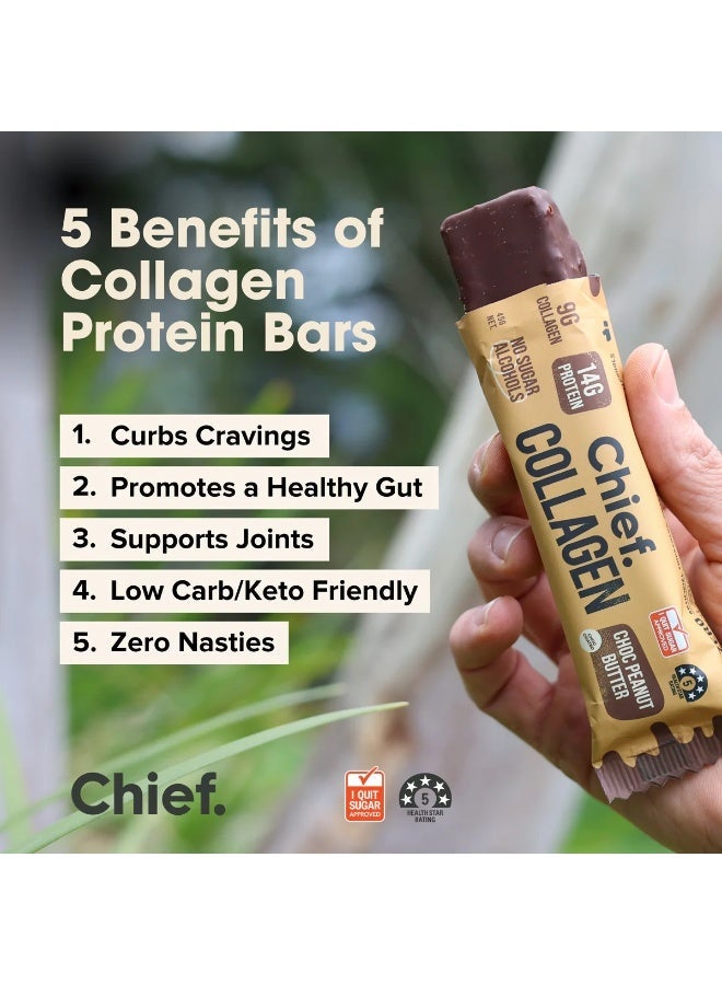 Chief Collagen Protein Bars – Choc Peanut Butter (12 Bars) - Image 3