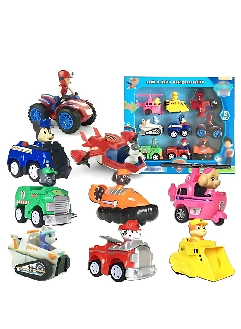AMERTEER مجموعة ألعاب شخصيات باو باترول المكونة من 9 قطع للأطفال – مجموعة لعب متينة وقوية وقابلة للنقل