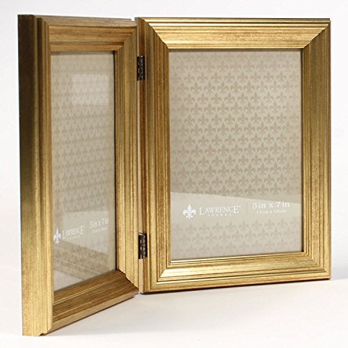 Lawrence Frames 5x7 Hinged Double Sutter Burnished Gold Picture Frame - Image 2