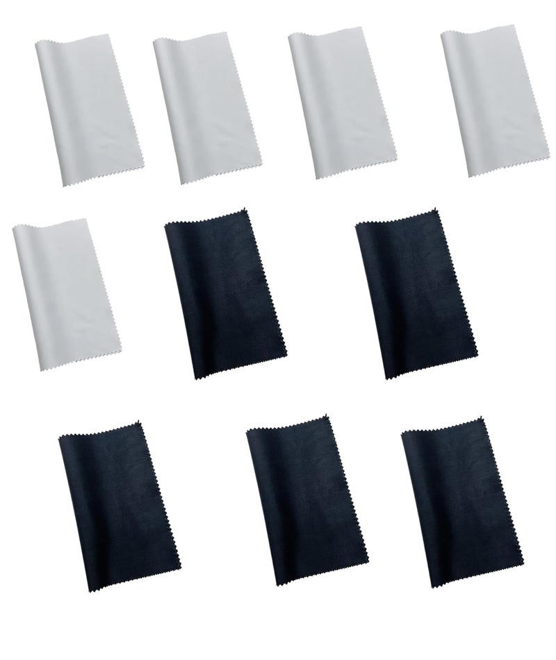 Buildcon 10 Pcs Lens Cleaning Cloth and Laptop Cleaning Cloth Set – Premium Specs Cleaning Cloth for Glasses, Screens, and Eye Lens Items, 15x18cm with Serrated Edges (Black & White) - Image 1