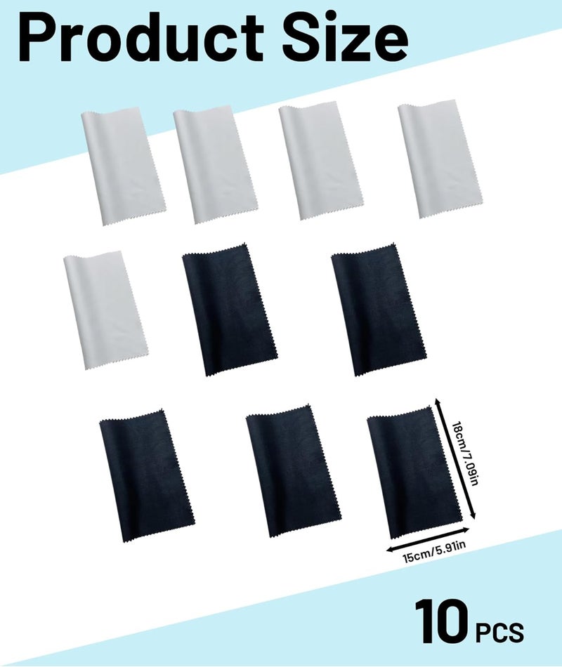 Buildcon 10 Pcs Lens Cleaning Cloth and Laptop Cleaning Cloth Set – Premium Specs Cleaning Cloth for Glasses, Screens, and Eye Lens Items, 15x18cm with Serrated Edges (Black & White) - Image 2