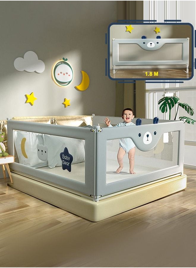 XiuWoo - 1-Piece Toddler Bed Rail Guard Anti-Fall Height Adjustable and Folding Baby Bed Rail Guard Breathable Mesh with Double Safety Child Lock 1 Side 180CM - Image 1