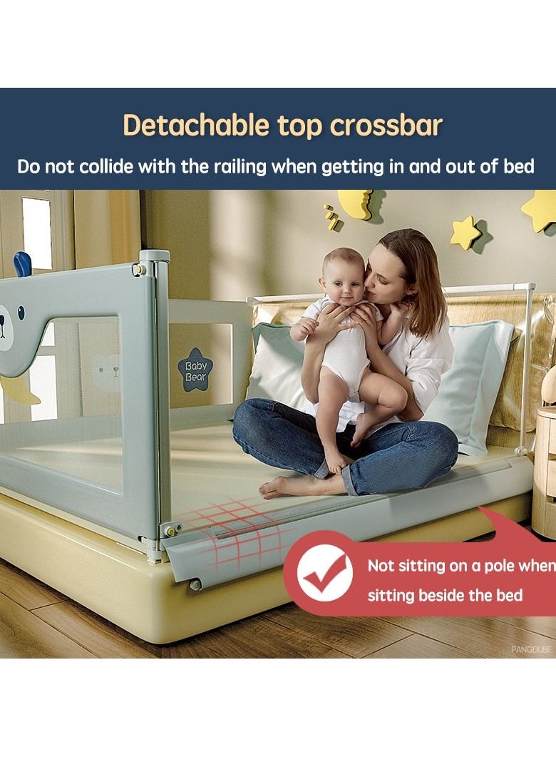 XiuWoo - 1-Piece Toddler Bed Rail Guard Anti-Fall Height Adjustable and Folding Baby Bed Rail Guard Breathable Mesh with Double Safety Child Lock 1 Side 180CM - Image 1